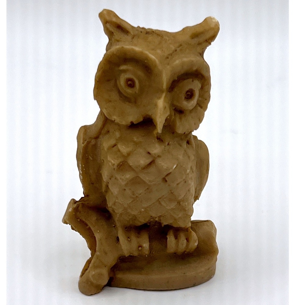 Unbranded Owl Figurine 2.75in Tan Excellent Rustic Resin Bird Sculpture